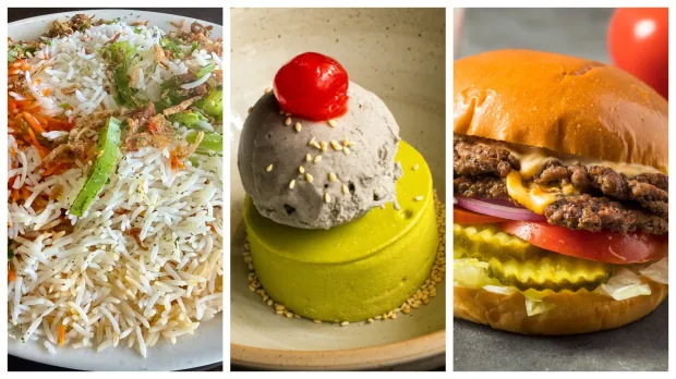 Food trends experts predict for 2026 include Indian cuisine, sweets with matcha and black sesame and smash burgers. (Photos by Fielding Buck, SCNG; John Burgess, The Press Democrat and Getty Images)
