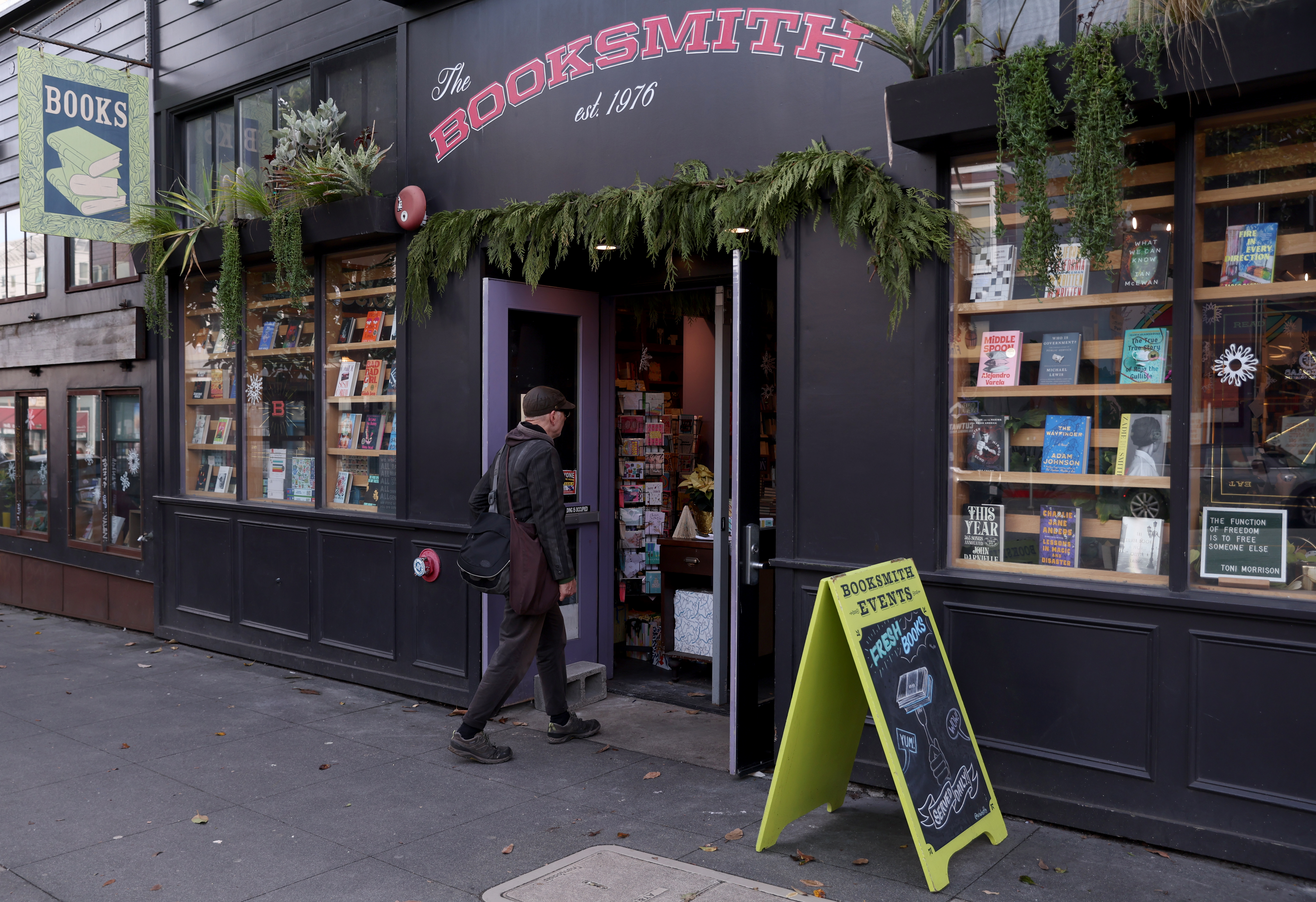The Booksmith Book Store A customer enters The Booksmith on Haight Street in San Francisco, Calif., on Wednesday, Dec. 24, 2025. Co-owner Christin Evans provides four of her employees with 100% free health insurance. (Jane Tyska/Bay Area News Group)