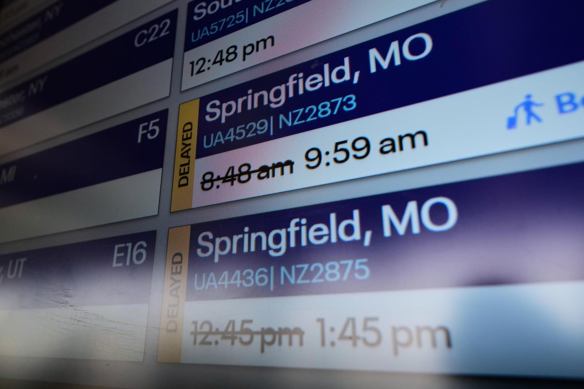 FILE – Flight times are displayed at O’Hare airport in Chicago, Tuesday, Dec. 23, 2025. (AP Photo/Nam Y. Huh, File)
